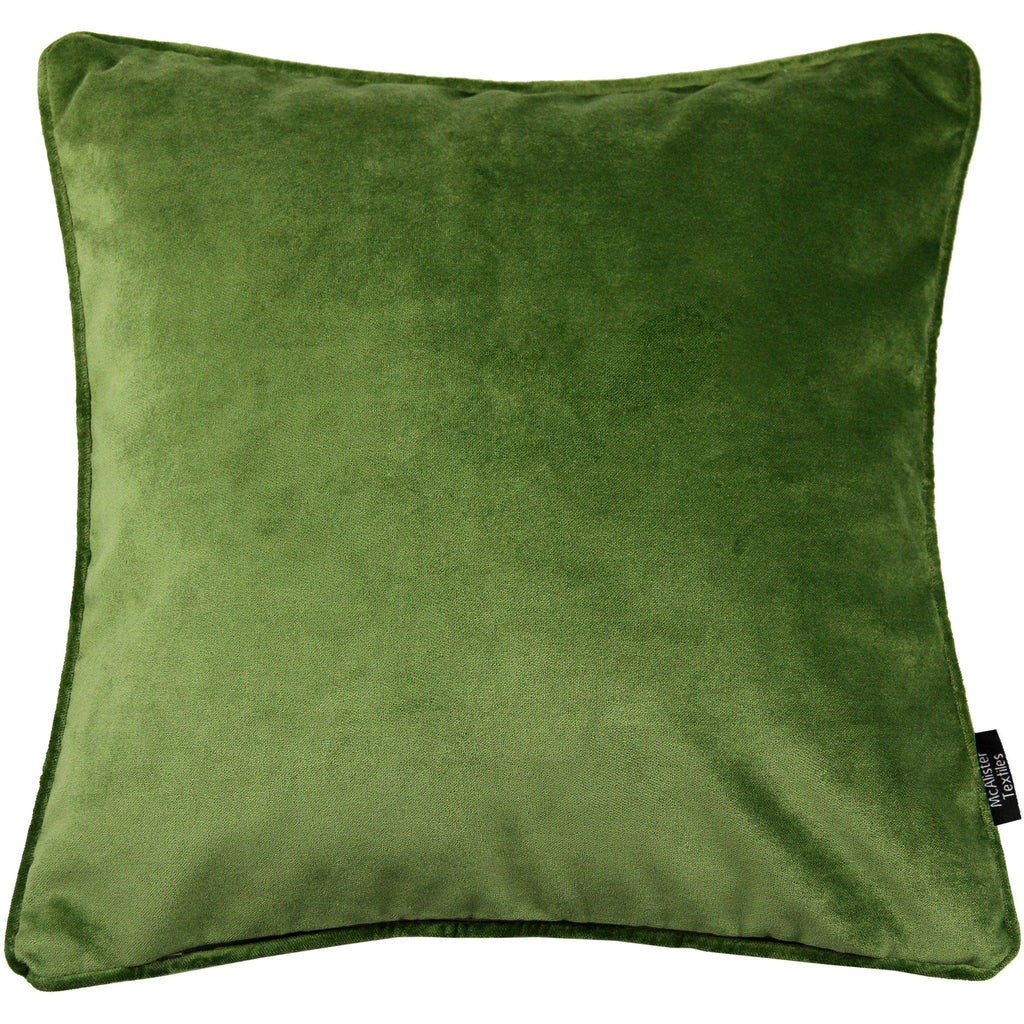 McAlister Textiles Matt Fern Green Piped Velvet Cushion Cushions and Covers Cover Only 43cm x 43cm 