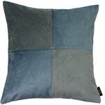 Cargar imagen en el visor de la galería, McAlister Textiles Square Patchwork Velvet Blue + Grey Cushion Cushions and Covers Cover Only 43cm x 43cm 

