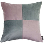 Cargar imagen en el visor de la galería, McAlister Textiles Square Patchwork Velvet Purple + Grey Cushion Cushions and Covers Polyester Filler 60cm x 60cm 
