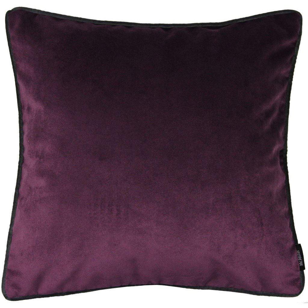 McAlister Textiles Matt Aubergine Purple Piped Velvet Cushion Cushions and Covers Cover Only 43cm x 43cm 