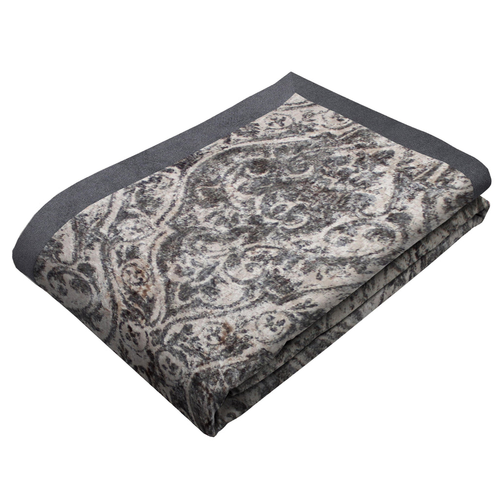 McAlister Textiles Renaissance Charcoal Grey Printed Velvet Throws & Runners Throws and Runners Bed Runner (50cm x 240cm) 