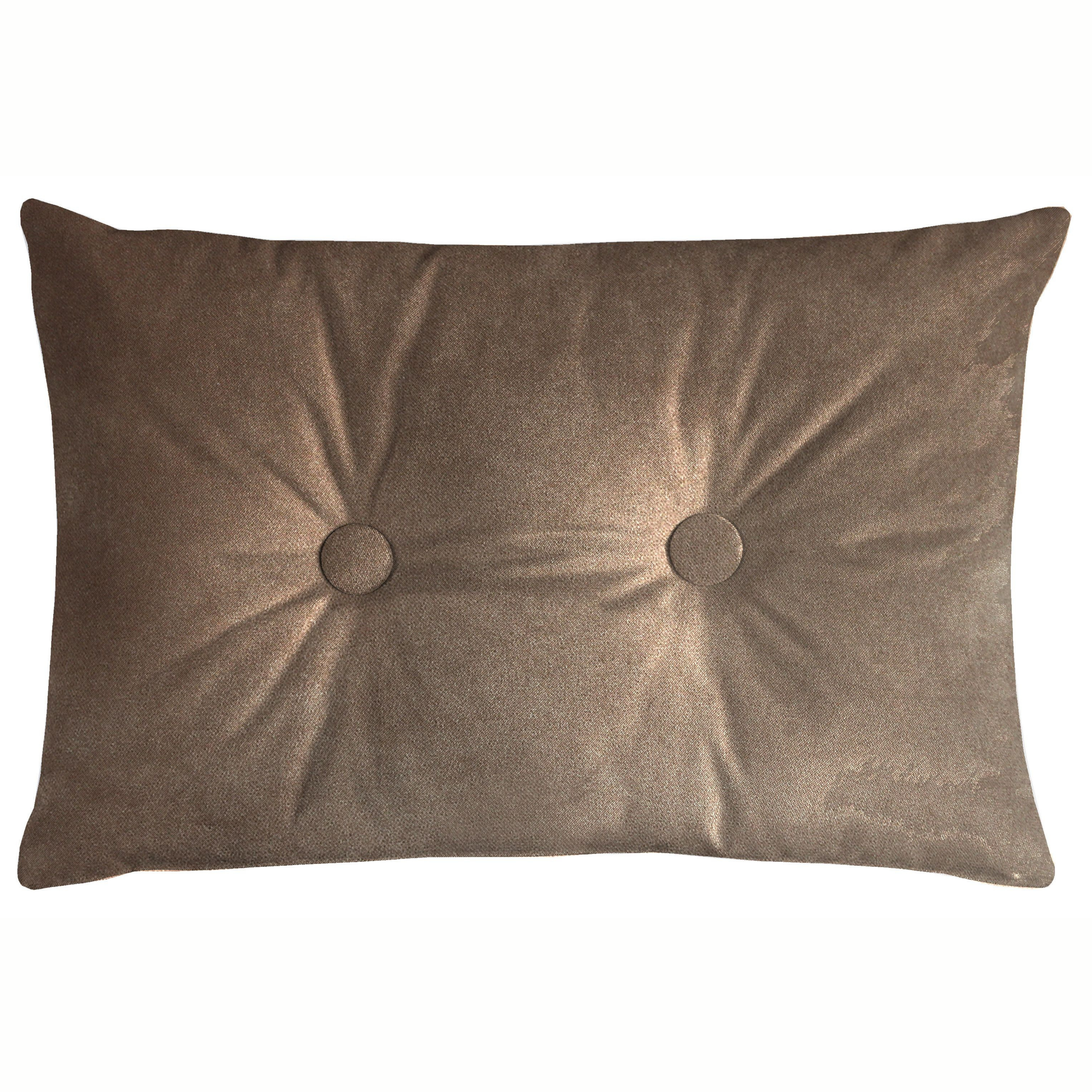 McAlister Textiles Matt Mocha Brown Velvet Button 40cm x 60cm Pillow Pillow Polyester Filler 60cm x 40cm 