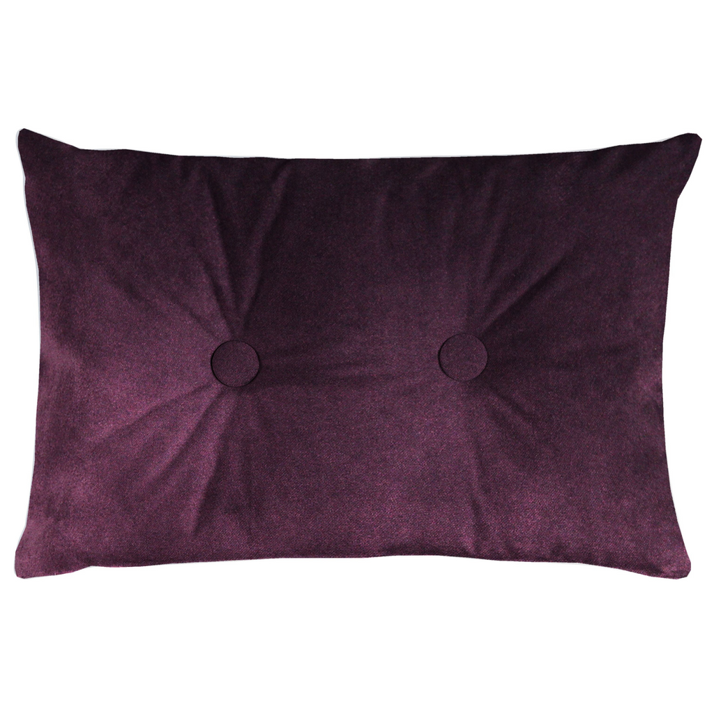 McAlister Textiles Matt Aubergine Purple Velvet Button 40cm x 60cm Pillow Pillow Polyester Filler 60cm x 40cm 