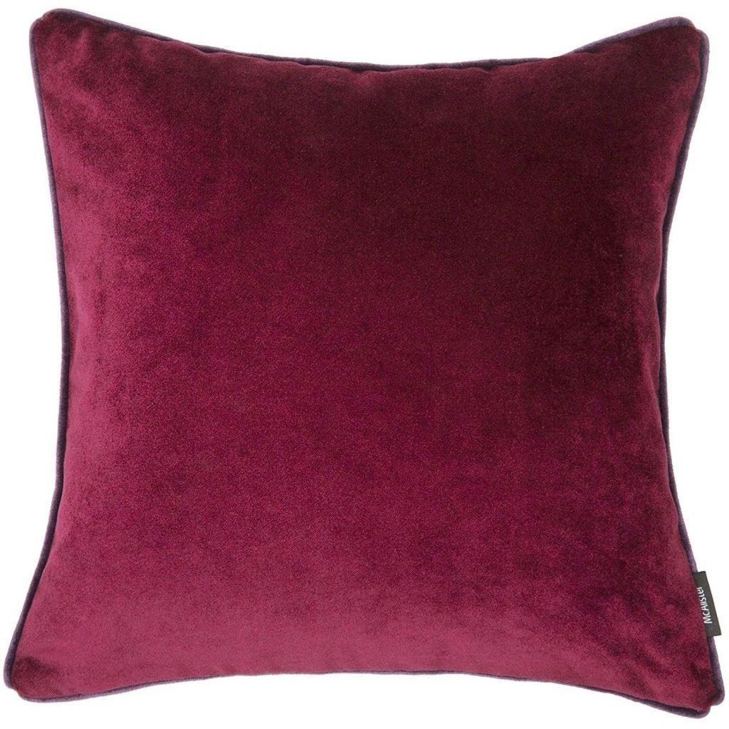 McAlister Textiles Matt Wine Red Piped Velvet Cushion Cushions and Covers Cover Only 43cm x 43cm 