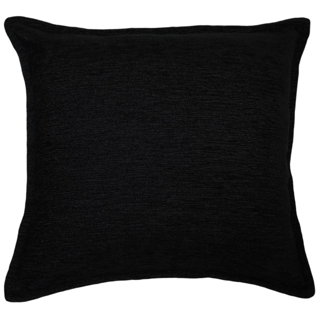 McAlister Textiles Plain Chenille Black Cushion Cushions and Covers Cover Only 43cm x 43cm 