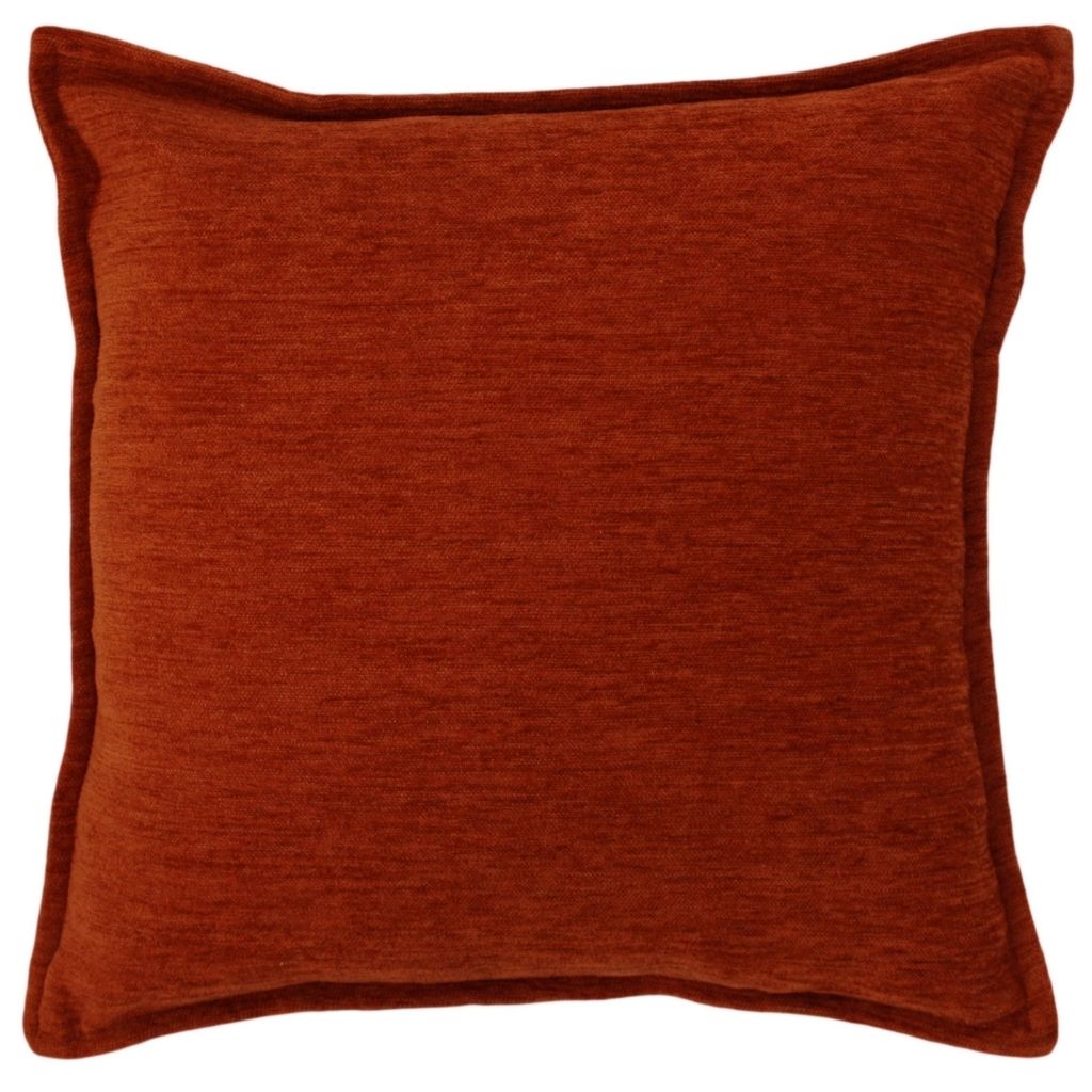McAlister Textiles Plain Chenille Burnt Orange Cushion Cushions and Covers Polyester Filler 43cm x 43cm 