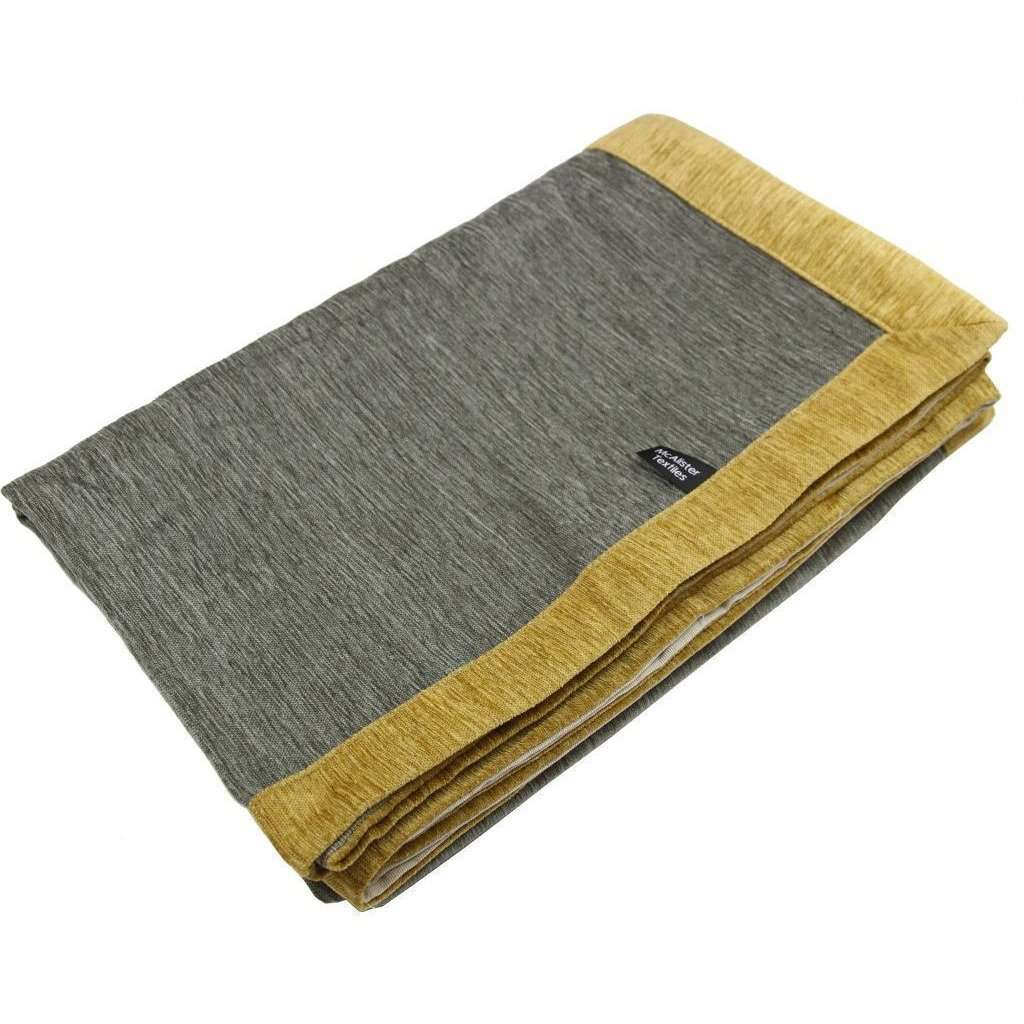 McAlister Textiles Plain Chenille Contrast Grey + Yellow Throws & Runners Throws and Runners Regular (130cm x 200cm) 