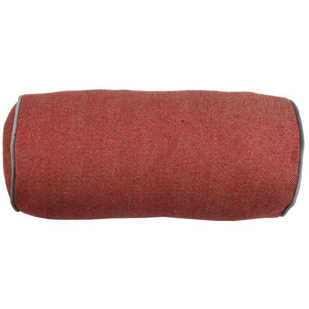 McAlister Textiles Deluxe Herringbone Red Bolster Pillow 45cm x 20cm Bolster Cushion 