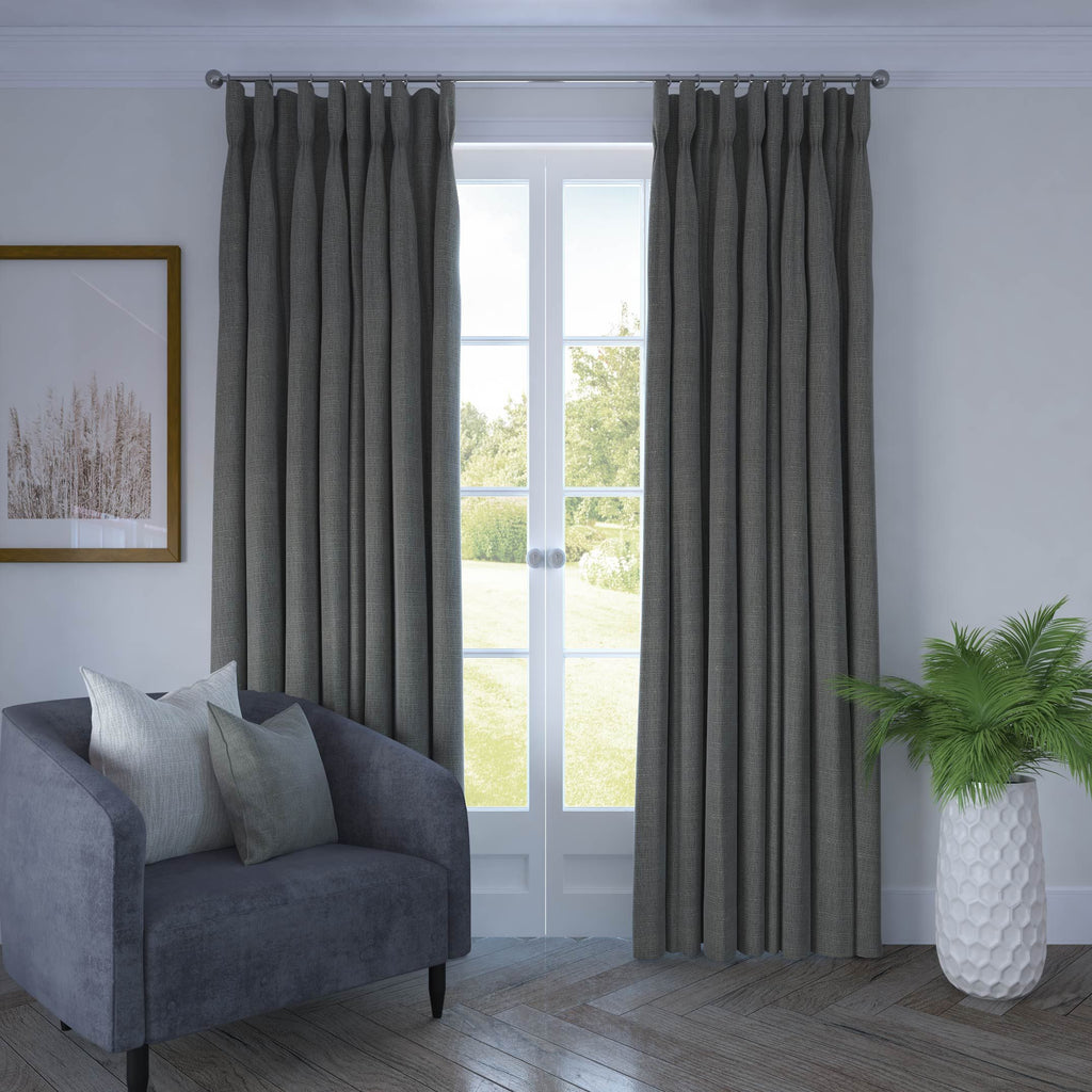 McAlister Textiles Linea Grey Textured Curtains Tailored Curtains 