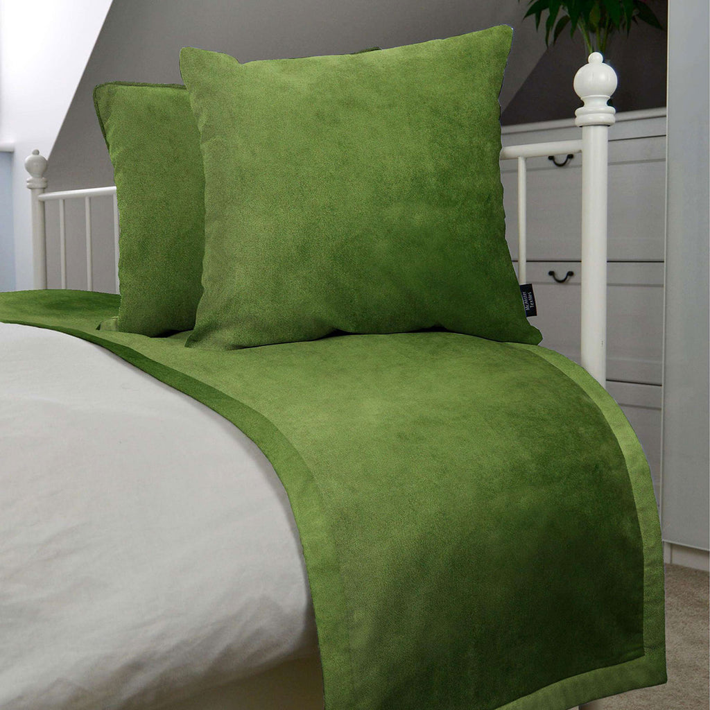 McAlister Textiles Matt Fern Green Velvet Bedding Set Bedding Set 