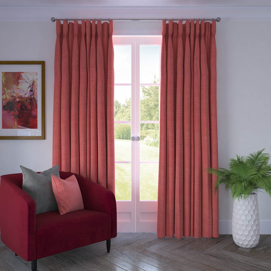 McAlister Textiles Linea Red Textured Curtains Tailored Curtains 
