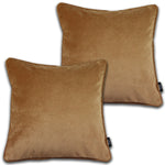 Cargar imagen en el visor de la galería, McAlister Textiles Matt Caramel Gold Velvet 43cm x 43cm Piped Cushion Sets Cushions and Covers Cushion Covers Set of 2 
