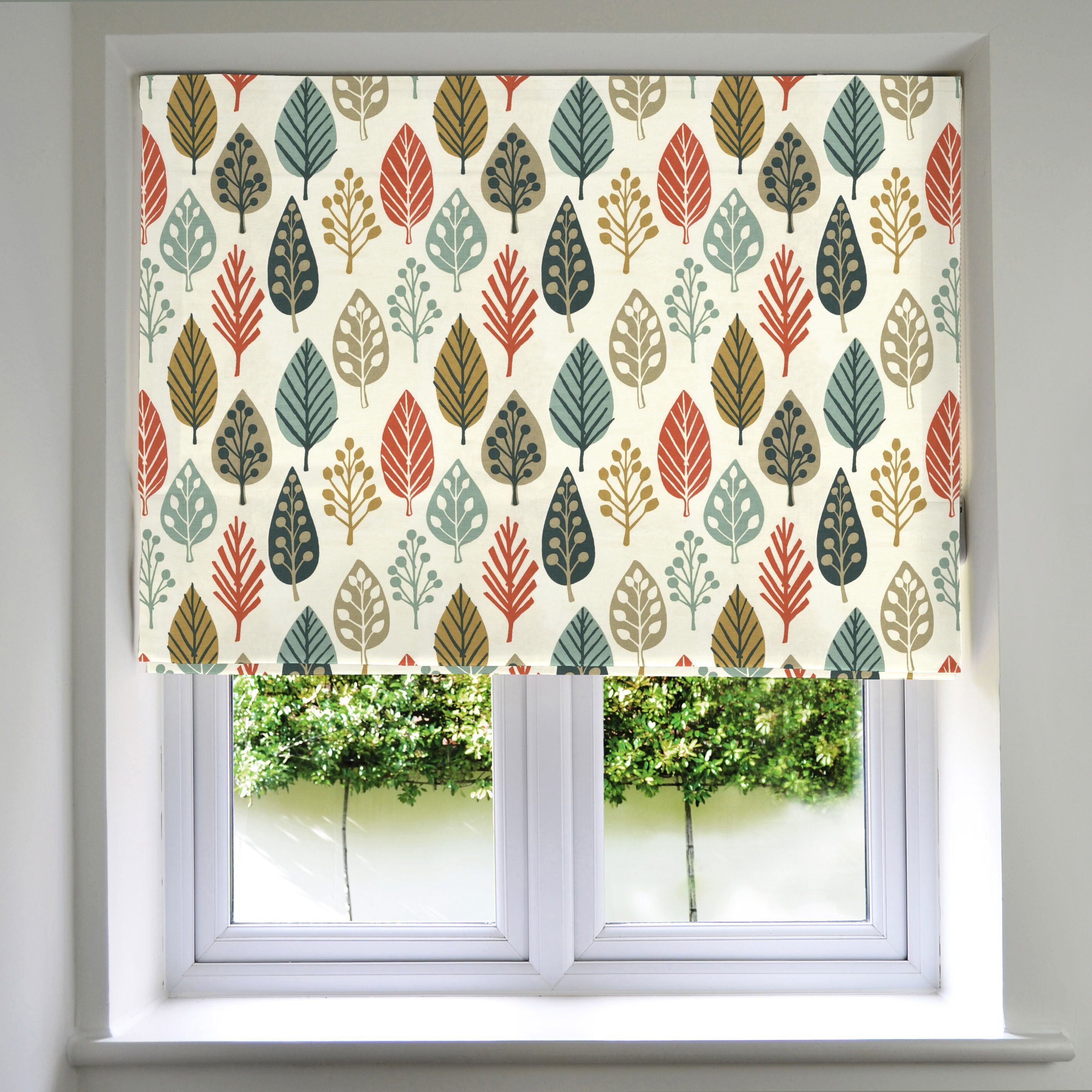 McAlister Textiles Magda Cotton Print Burnt Orange Roman Blind Roman Blinds Standard Lining 130cm x 200cm 