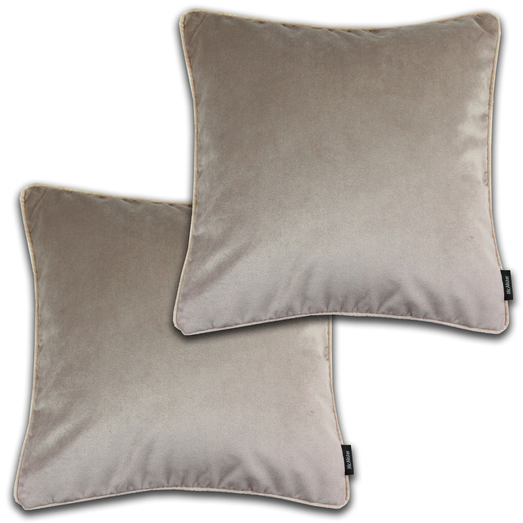 McAlister Textiles Matt Beige Mink Velvet 43cm x 43cm Cushion Sets Cushions and Covers Cushion Covers Set of 2 