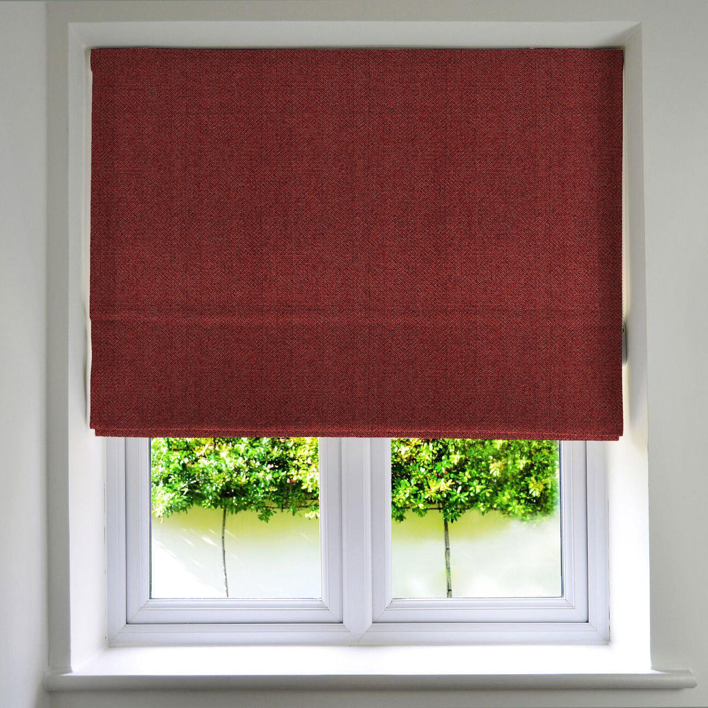 McAlister Textiles Herringbone Red Roman Blind Roman Blinds Standard Lining 130cm x 200cm 