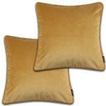 Cargar imagen en el visor de la galería, McAlister Textiles Matt Ochre Yellow Velvet 43cm x 43cm Piped Cushion Sets Cushions and Covers Cushion Covers Set of 2 
