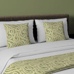 Cargar imagen en el visor de la galería, McAlister Textiles Little Leaf Sage Green Bedding Set Bedding Set Runner (50x240cm) + 2x Cushion Covers 
