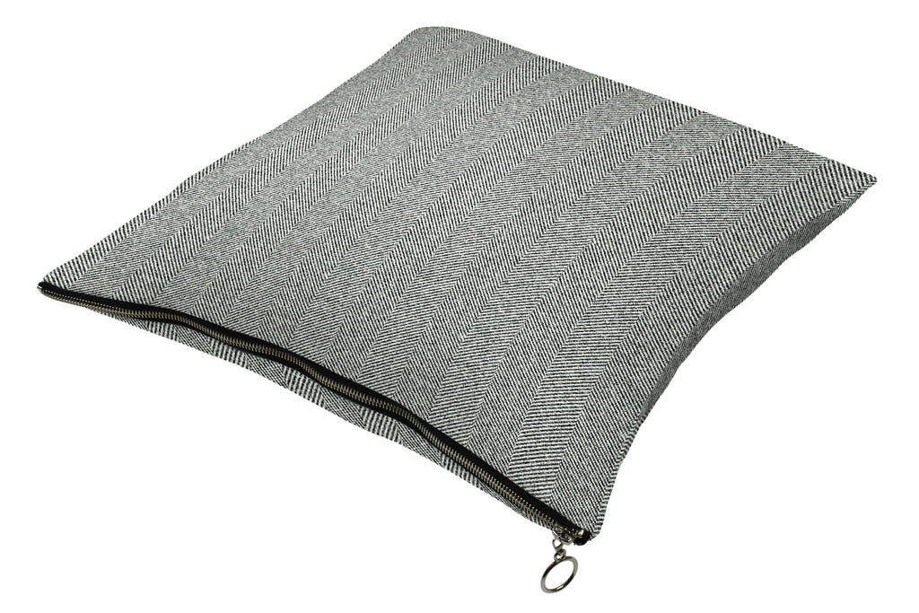McAlister Textiles Herringbone Zipper Edge Charcoal Grey Cushion Cushions and Covers Cover Only 43cm x 43cm 