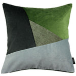 Cargar imagen en el visor de la galería, McAlister Textiles Triangle Patchwork Velvet Green, Silver + Grey Cushion Cushions and Covers Cover Only 43cm x 43cm 
