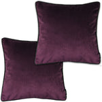 Cargar imagen en el visor de la galería, McAlister Textiles Matt Aubergine Purple Velvet 43cm x 43cm Piped Cushion Sets Cushions and Covers Cushion Covers Set of 2 
