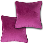 Cargar imagen en el visor de la galería, McAlister Textiles Matt Fuchsia Pink Velvet 43cm x 43cm Piped Cushion Sets Cushions and Covers Cushion Covers Set of 2 
