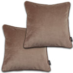 Cargar imagen en el visor de la galería, McAlister Textiles Matt Mocha Brown Velvet 43cm x 43cm Piped Cushion Sets Cushions and Covers Cushion Covers Set of 2 
