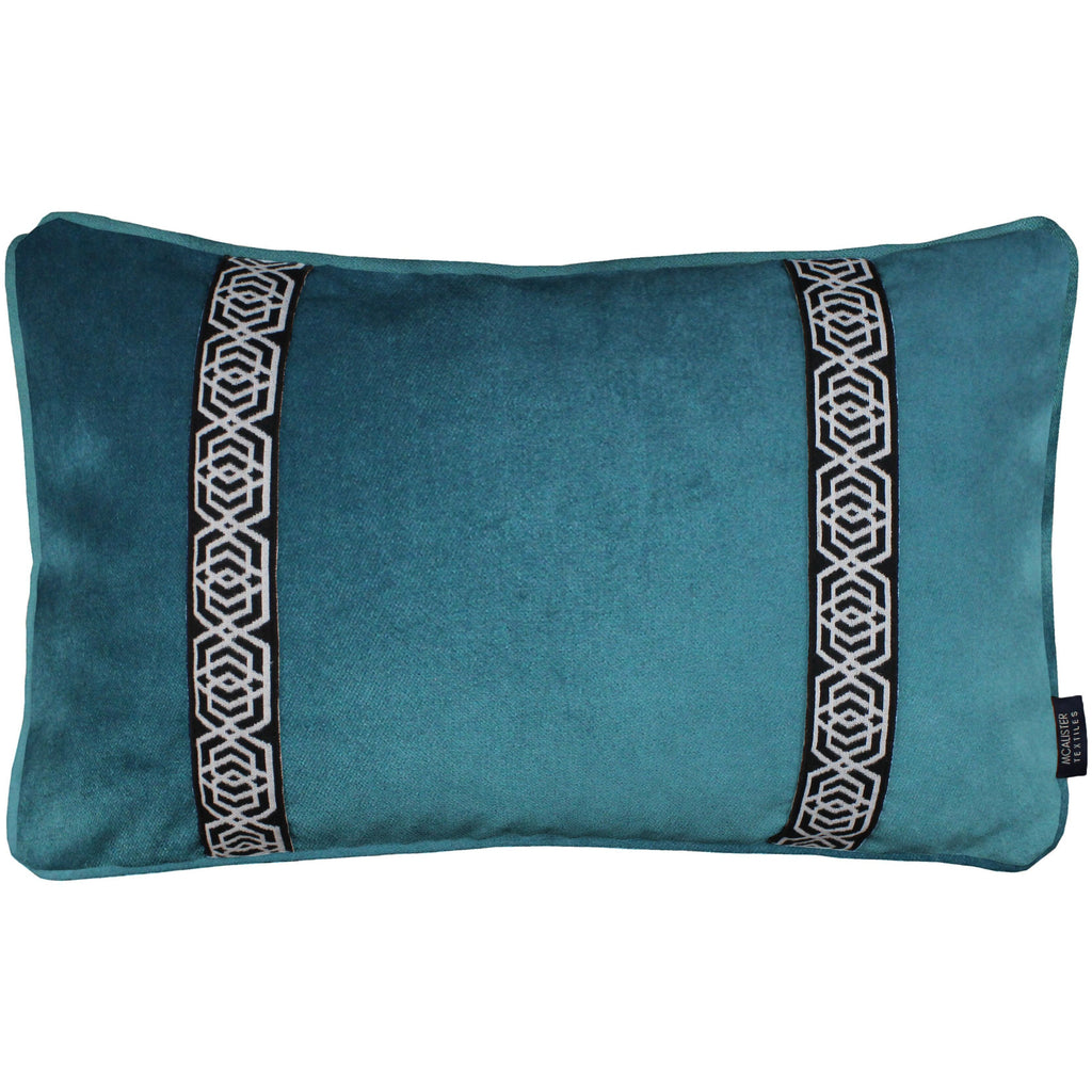 McAlister Textiles Coba Striped Blue Teal Velvet Pillow Pillow Cover Only 50cm x 30cm 