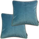 Cargar imagen en el visor de la galería, McAlister Textiles Matt Duck Egg Blue Velvet 43cm x 43cm Contrast Piped Cushion Sets Cushions and Covers Cushion Covers Set of 2 
