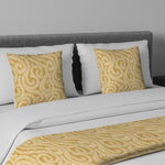 Cargar imagen en el visor de la galería, McAlister Textiles Little Leaf Ochre Yellow Bedding Set Bedding Set Runner (50x240cm) + 2x Cushion Covers 
