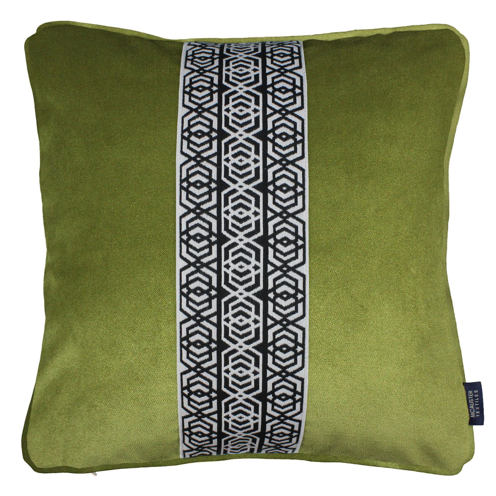 McAlister Textiles Coba Striped Lime Green Velvet Cushion Cushions and Covers Polyester Filler 43cm x 43cm 