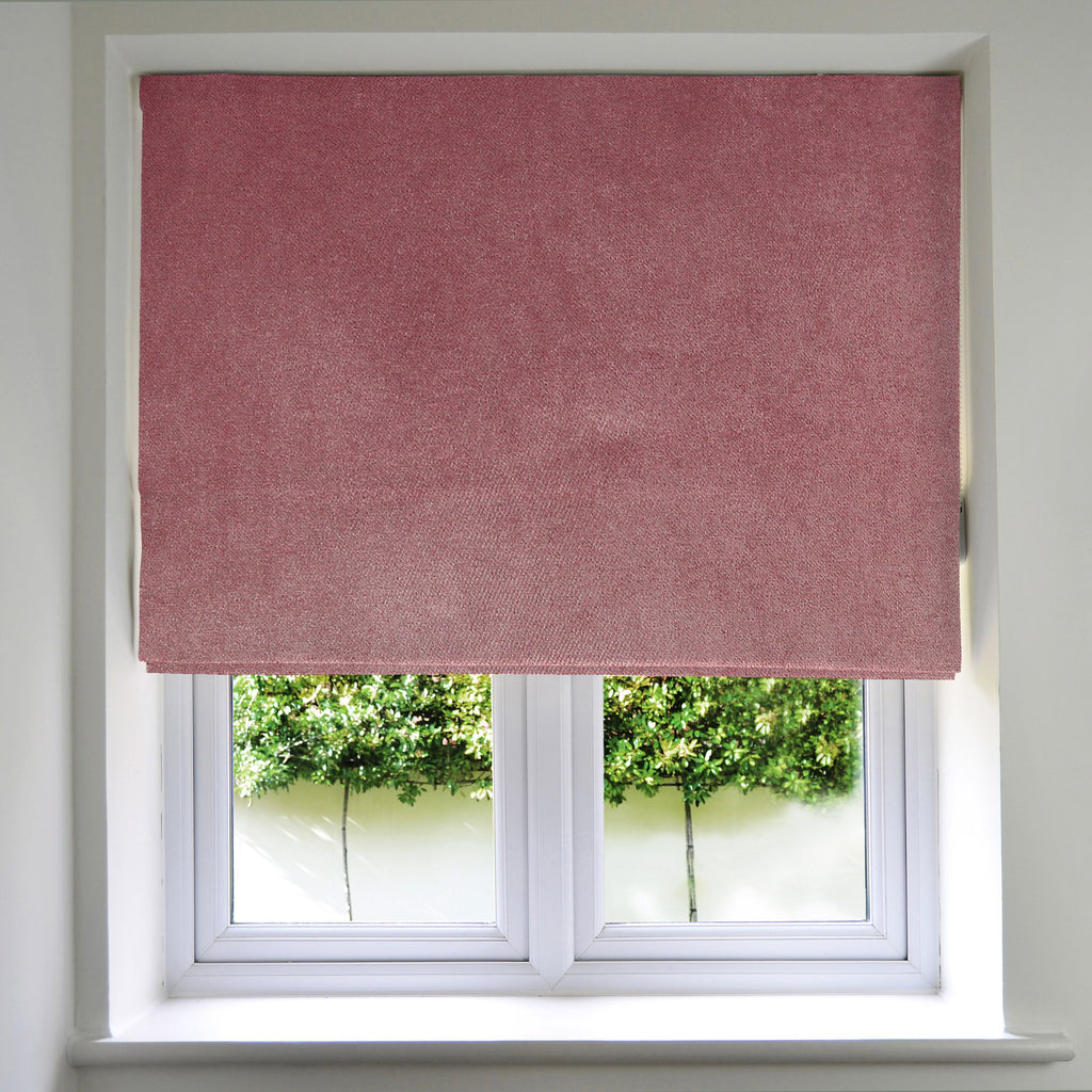McAlister Textiles Matt Blush Pink Velvet Roman Blind Roman Blinds Standard Lining 130cm x 200cm Rose Pink