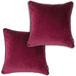 Cargar imagen en el visor de la galería, McAlister Textiles Matt Wine Red Velvet 43cm x 43cm Contrast Piped Cushion Sets Cushions and Covers Cushion Covers Set of 2 
