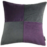 Cargar imagen en el visor de la galería, McAlister Textiles Square Patchwork Velvet Dark Purple + Grey Cushion Cushions and Covers Polyester Filler 60cm x 60cm 
