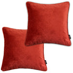 Cargar imagen en el visor de la galería, McAlister Textiles Matt Rust Red Orange Velvet 43cm x 43cm Piped Cushion Sets Cushions and Covers Cushion Covers Set of 2 
