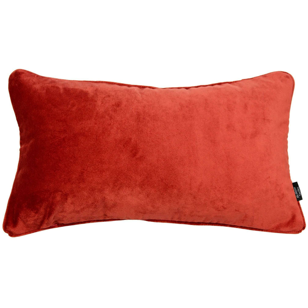 McAlister Textiles Matt Rust Red Orange Piped Velvet Pillow Pillow Cover Only 50cm x 30cm 