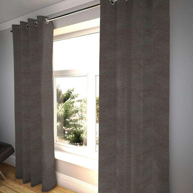McAlister Textiles Plain Chenille Charcoal Grey Curtains Tailored Curtains 