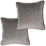 Cargar imagen en el visor de la galería, McAlister Textiles Matt Soft Silver Velvet 43cm x 43cm Contrast Piped Cushion Sets Cushions and Covers Cushion Covers Set of 2 
