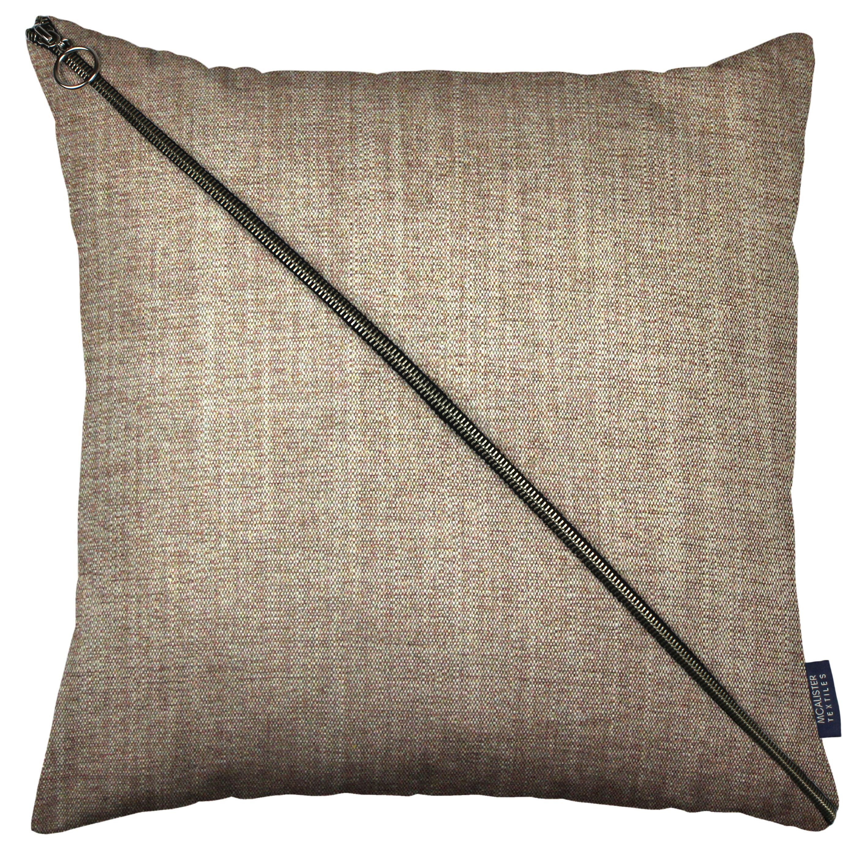 McAlister Textiles Rhumba Diagonal Zip Taupe Linen Cushion Cushions and Covers Cover Only 43cm x 43cm 