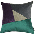 Cargar imagen en el visor de la galería, McAlister Textiles Triangle Patchwork Velvet Purple, Green + Grey Cushion Cushions and Covers Cover Only 43cm x 43cm 
