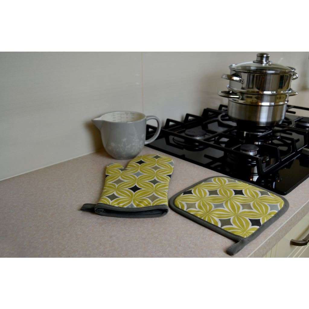 McAlister Textiles Laila Yellow Cotton Print Oven Mitt Kitchen Accessories 